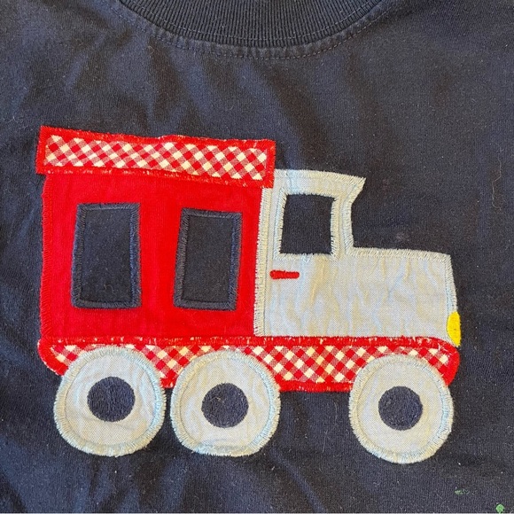 Bailey Boys Navy red train boys Applique long sleeve shirt size 4t - Picture 3 of 7